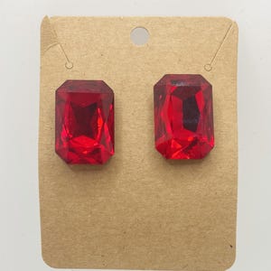 Siam Ruby Red Swarovski Crystal Rectangular Octogon Stones in Clip - deep dark and stunning!  Gorgeous ruby color!