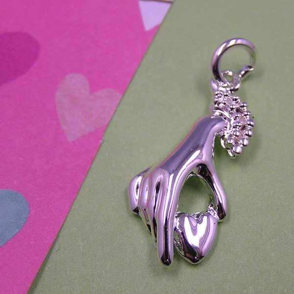 C3 Silver Hand Holding Heart Valentine Charm