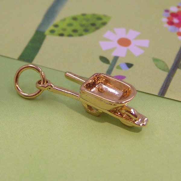 Gold Wheelbarrow Garden Charm