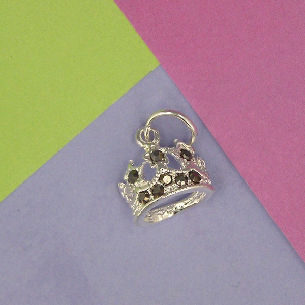 P45 Silver Marquisate Swarovski Crystal Crown Jewel King Queen Charm