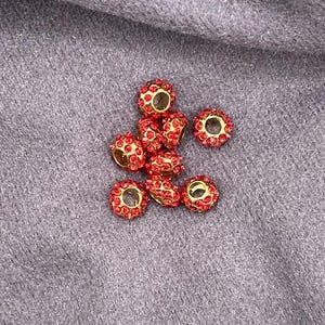 Swarovski Ruby Red with 14K Gold Plate Charm Bracelet Necklace Crystal Bead - 10mm diameter  x 5mm hole - sold by the dozen