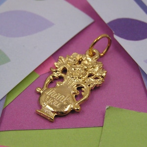 056 Gold Thank You Vase Charm with Flowers
