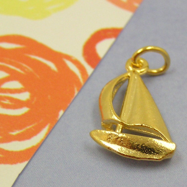 Gold Sailboat Boat Yacht Charm