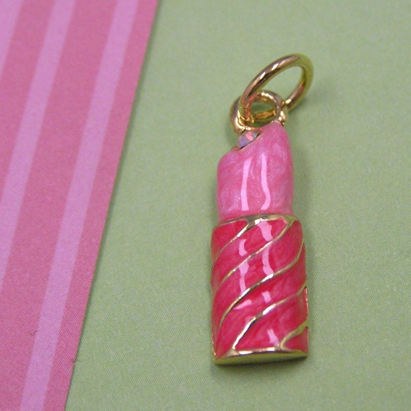 H47 Gold with Pink Lipstick Charm Mary Kay Avon