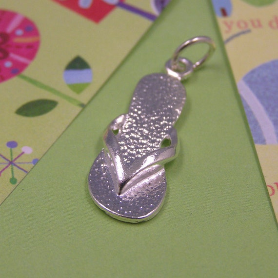 H28 Silver Flip Flop Charm Ocean, Beach, Flipflop, Sandal, Water