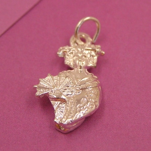 Silver Japanese Geisha Charm Japan Charm Orient Charm Asia Charm Japanese Kabuki Girl Charm