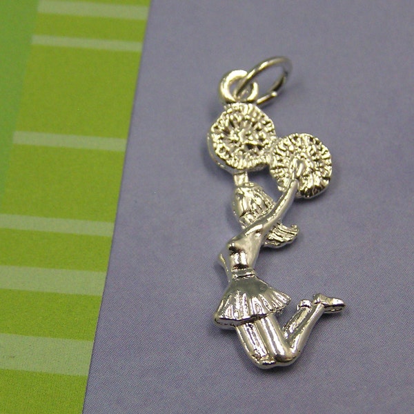 C6 Silver Cheerleader Pencil Jump Knee Tuck Cheer Charm