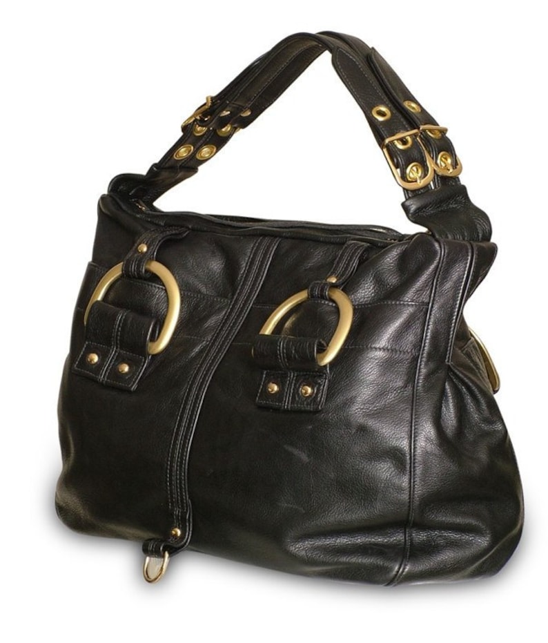 Chic Leather Satchel in Black or Chocolate Brown Etsy