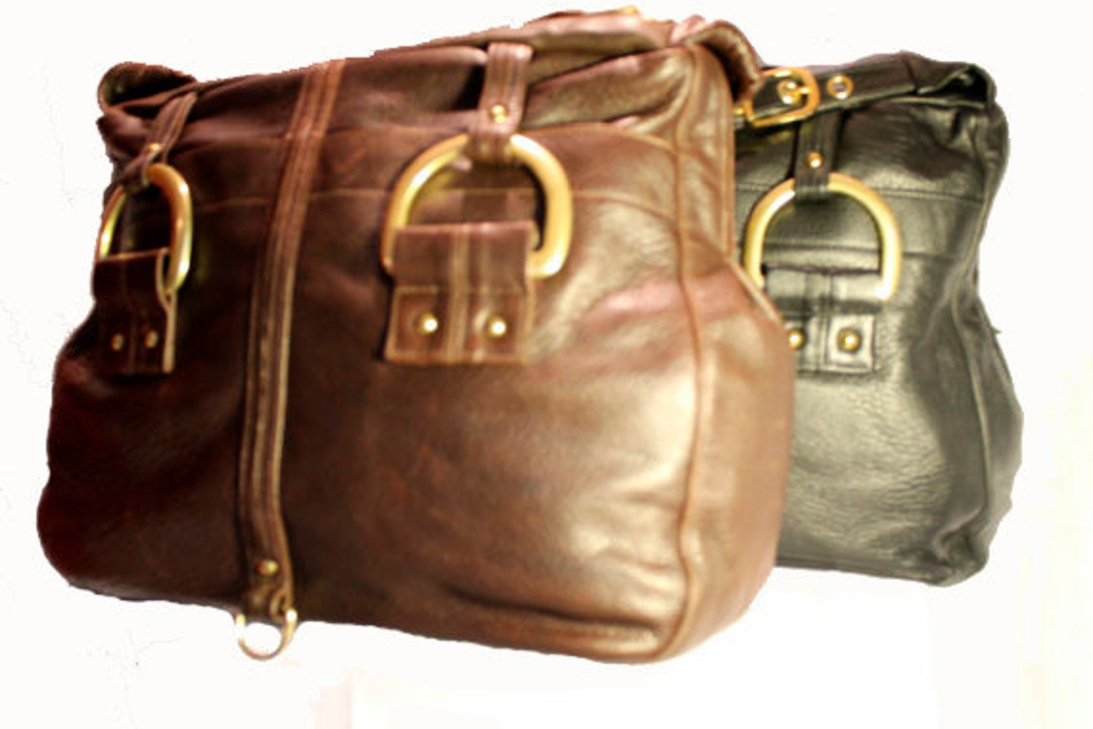 Chic Leather Satchel in Black or Chocolate Brown - Etsy