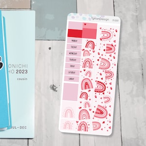 Love Rainbow Monats-Kit | Hobonichi Wochen | Monatspaket | Einfache Hobonichi Kit | Sonntag oder Montag Start | 3.25x7.5 Bogen | 17 Sticker