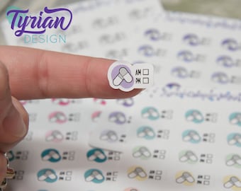 AM PM Meds Stickers | Color Options |  Keep track of medicine, prescriptions | 28 Stickers | .75 x .5&quot; | White or Clear Matte