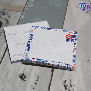 Red White & Blue Floral Post-it Notes | Flowers in Red White and Blue sticky notes | 3x3 | 50 per pad
