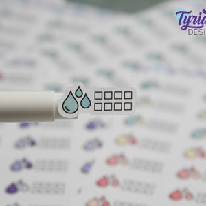 Pegatinas con íconos de seguimiento de agua / Diferentes opciones de color / Pegatinas de agua / Pegatinas de seguimiento de agua Ideales para planificadores, diarios y calendarios