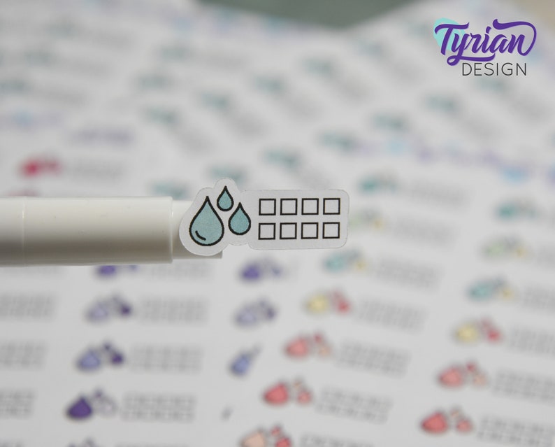 Water Tracking Icon Stickers | Different color options | Water stickers | Track Water stickers Great for Planners, journals and calendars 