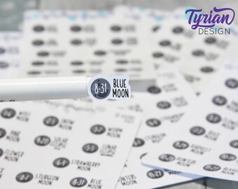 2023 Full Moons & Eclipses Icon Stickers | Full Moon and Eclipse Moons | 17 Stickers per sheet | 3.5 x 4.5" Sheet | White or Clear Matte