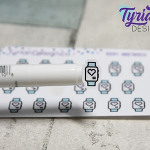 Smartwatch Stickers | Tiny watch stickers on mini sheet | Great for pocket planning | Fitness watch icon sticker | White or Clear Matte