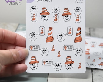 Construction WAFI Stickers | Construction Frustration | 16 Stickers | 3.5 x  4.5" Sheet | White or Clear Matte