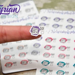 Pegatinas para pagos con tarjeta de crédito. Diferentes opciones de colores. Pegatinas para llevar un registro de los pagos. Ideales para agendas, diarios y calendarios económicos.