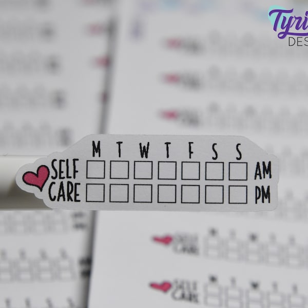 Self Care Tracker Sticker | Weekly AM PM Tracker | 18 stickers per sheet | 5x7 sheet | White Matte | Clear Matte