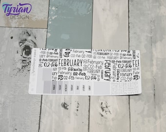February Monthly Kit | Hobonichi Weeks | Monthly kit | Simple Hobonichi Kit | Sunday or Monday Start | 3.25x7.5 Sheet | 17 Stickers