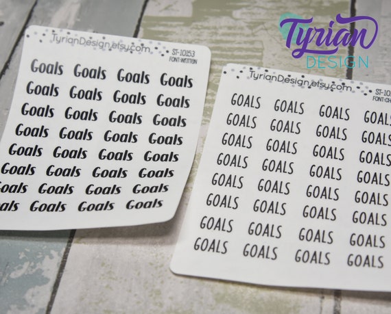 Goals Stickers for Planners and Journals. Track your goals with stickers available in different fonts. Great for Journaling