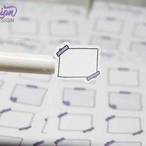 Autocollants de notes autocollantes | Différentes options de couleur | 12 autocollants dessinés à la main par feuille | Superposition d'autocollants | Sur les autocollants washi | Blanc Mat