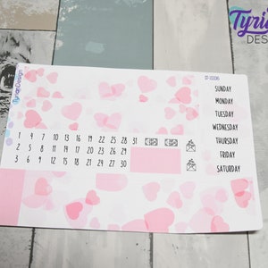 Falling Hearts Maandelijkse Kit | Hobonichi Cousin | Maandelijkse kit A5 | Eenvoudige Hobonichi Kit | Zondag of maandag Start | 5x7 Blad | 47 Stickers