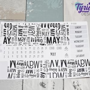 Mei maandelijkse kit | Hobonichi Cousin | Maandelijkse kit A5 | Eenvoudige Hobonichi Kit | Zondag of maandag Start | 5x7 Blad | 47 Stickers