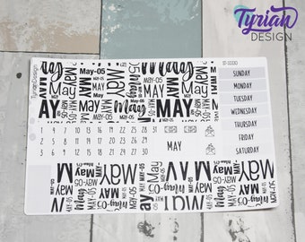 Kit mensual de mayo / Primo Hobonichi / Kit mensual A5 / Kit simple de Hobonichi / Inicio domingo o lunes / Hoja 5x7 / 47 pegatinas