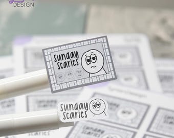 Sunday Scaries Stickers | That Sunday Night Feeling | 9 Stickers | 2 sizes | 3.5 x  4.5" Sheet | White or Clear Matte | Sassy work stickers