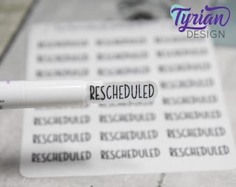 Rescheduled Stickers for Planners and Journals. Change of planned need to Reschedule? Great for Journaling and Planning - Charlie Font