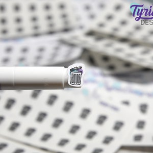Müll Aufkleber - Winzige Müll Aufkleber auf einem Minibogen - Ideal für kleine Bullet Journals und Planner oder mimimalistische Planer