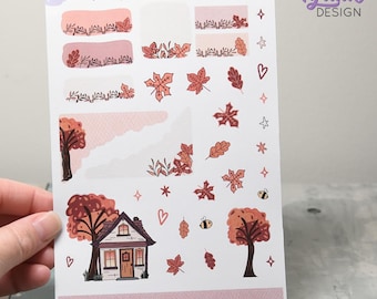 Fall Colors House Journal Stickers  | Memory keeping stickers | Autumn Season Stickers | 35 Stickers | White or Clear Matte | 5x7" Sheet