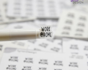 Tiny Work @ Home Stickers  | Mark Work from home days | 20 Stickers | .5 x .48" each sticker | Clear or White matte  | Font: Charley