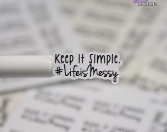 „Keep It Simple“-Aufkleber | 13 Aufkleber | je 3 x 1,5 cm | Bogengröße: 8,9 x 11,4 cm | Weiß oder Transparent matt
