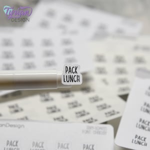 Tiny Pack Lunch Stickers  | Making Lunches | 20 Stickers | .43 x .47&quot; each sticker | Clear or White matte | Planner Stickers | Font: Charley