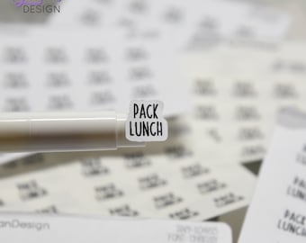 Tiny Pack Lunch Stickers  | Making Lunches | 20 Stickers | .43 x .47" each sticker | Clear or White matte | Planner Stickers | Font: Charley