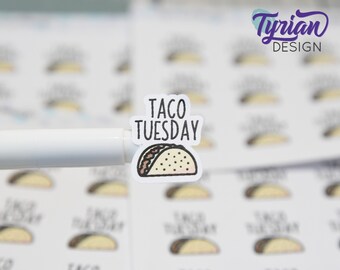 Autocollants Taco Mardi | Autocollant de nourriture taco | 9 autocollants | 0,75 x 1 pouces chacun | Feuille 3,5 x 4,5" | Blanc ou transparent mat