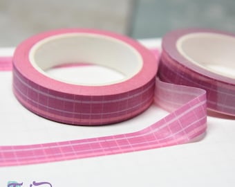 Pink Plaid Washi Tape. 10mm  Pink Background with shades of fuchsia and pastel pink | 10mm x50m
