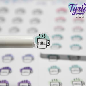 Pegatinas de iconos de café / Diferentes opciones de color / Taza de café / Café buenos días / Pegatina de iconos
