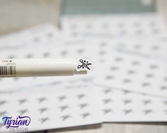 Hair Cut Stickers | Tiny Hair Appointment stickers | Mini sheet | 18 stickers | .37 x .41" each | Scissors icon | White or Clear Matte