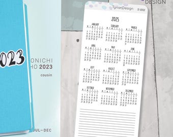 Pegatinas mensuales de 2025 para semanas / Inicio el lunes / Semanas Hobonichi / Hoja de 3,25 x 7,5 / 1 pegatina / Tamaño para página completa