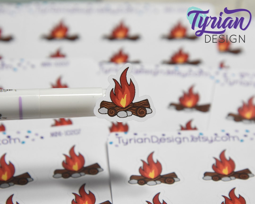 Hand Drawn Camp Fire Stickers. Are You Ready for Bon Fires? Fire Pit ...