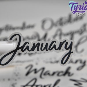 Januar - Dezember Monatliche Aufkleber (Klein) für Planer und Journals. (Abgebildet auf einem Pocket Journal)