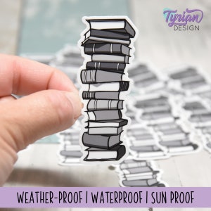 Book Stack Vinyl Sticker | Journal Stack | Black and White | High quality weather proof vinyl | 1.25x3 inches
