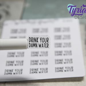 Drink your damn water Stickers for Planners and Journals | Reminder to drink water |  Great for Journaling and Planning - Charley Font