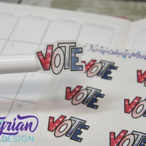 Autocollants de vote, autocollants rouges, blancs et bleus dessinés à la main, autocollants de vote sur des autocollants mats transparents ou blancs