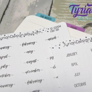 Adesivi mensili per schede per agende e riviste. 2 set di adesivi da gennaio a dicembre per bullet journal. Bianco o opaco trasparente