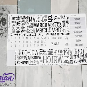 Maart Maandelijkse Kit | Hobonichi Cousin | Maandelijkse kit A5 | Eenvoudige Hobonichi Kit | Zondag of maandag Start | 5x7 Blad | 47 Stickers