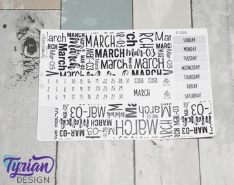 Kit mensual de marzo / Hobonichi Cousin / Kit mensual A5 / Kit simple de Hobonichi / Inicio domingo o lunes / Hoja 5x7 / 47 pegatinas